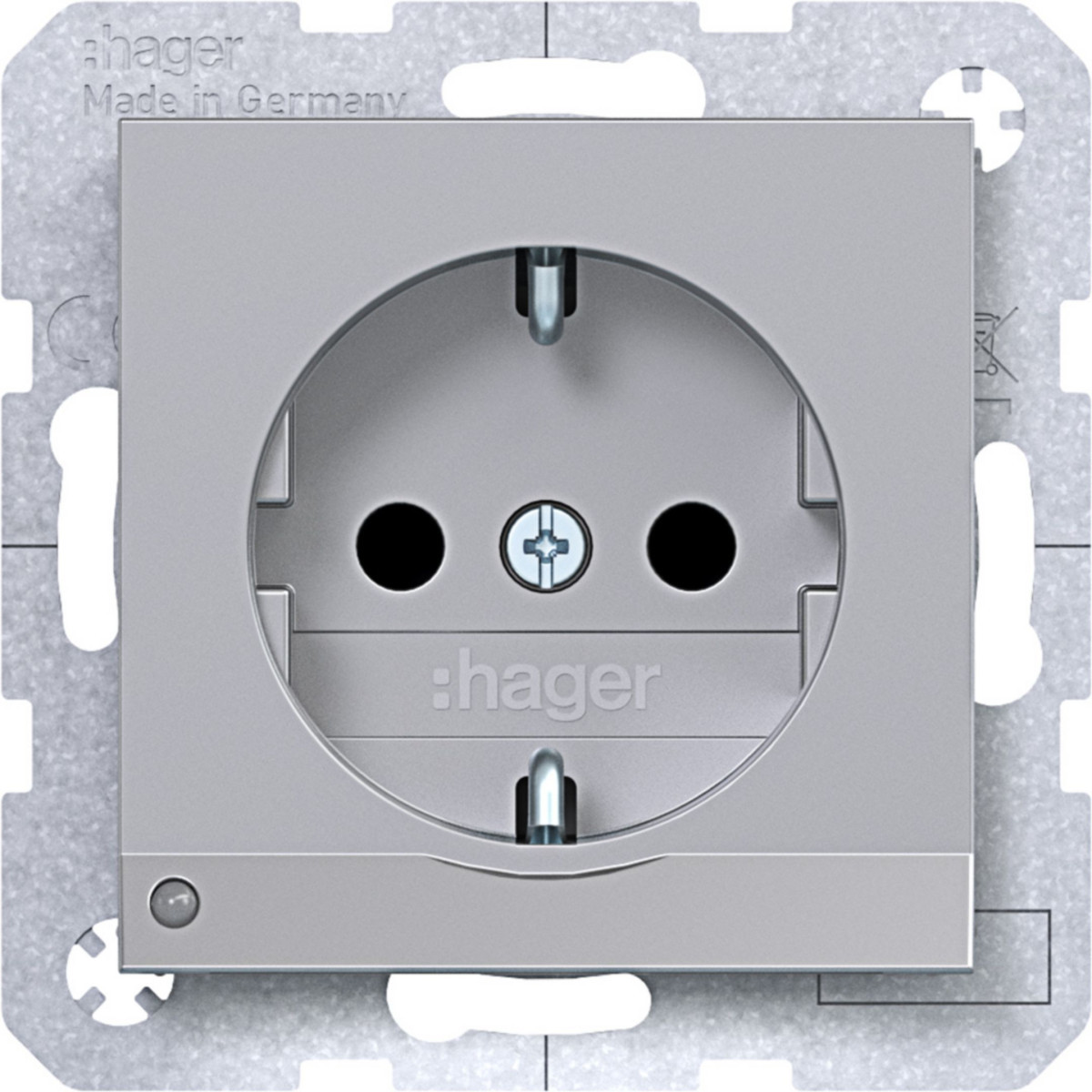 Hager A.x/C.x Schuko-Wandcontactdoos, oriënt. led, SCHR.liftklemmen, A.X/C.X, titaan