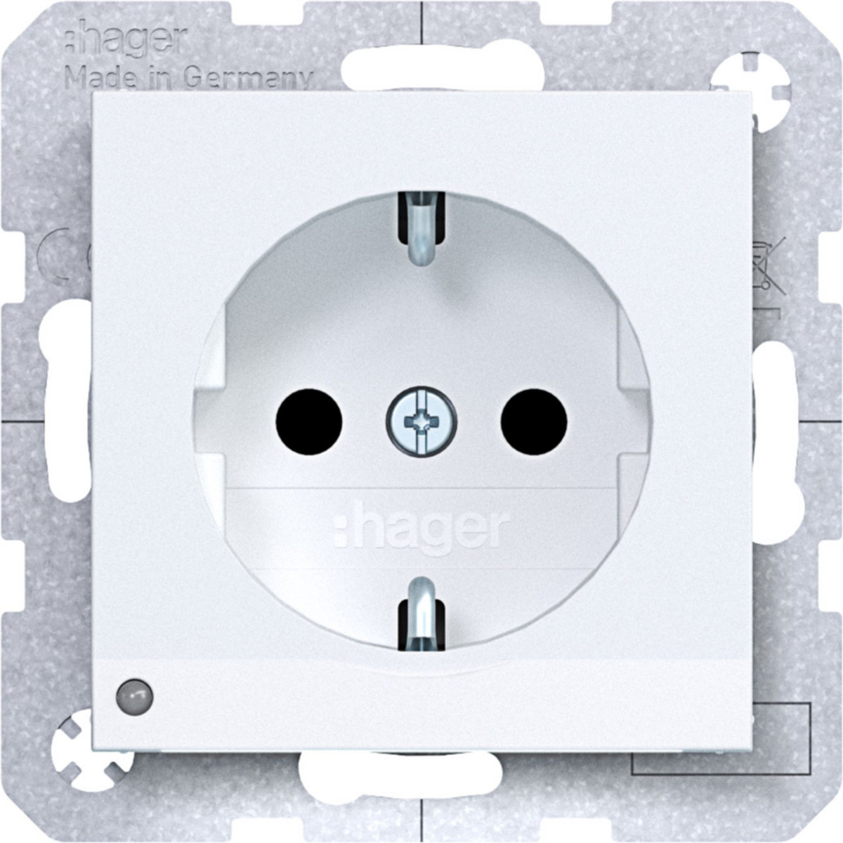 Hager A.x/C.x Schuko-Wandcontactdoos, oriënt. led, schroefklemmen, A.X/C.X, wit mat