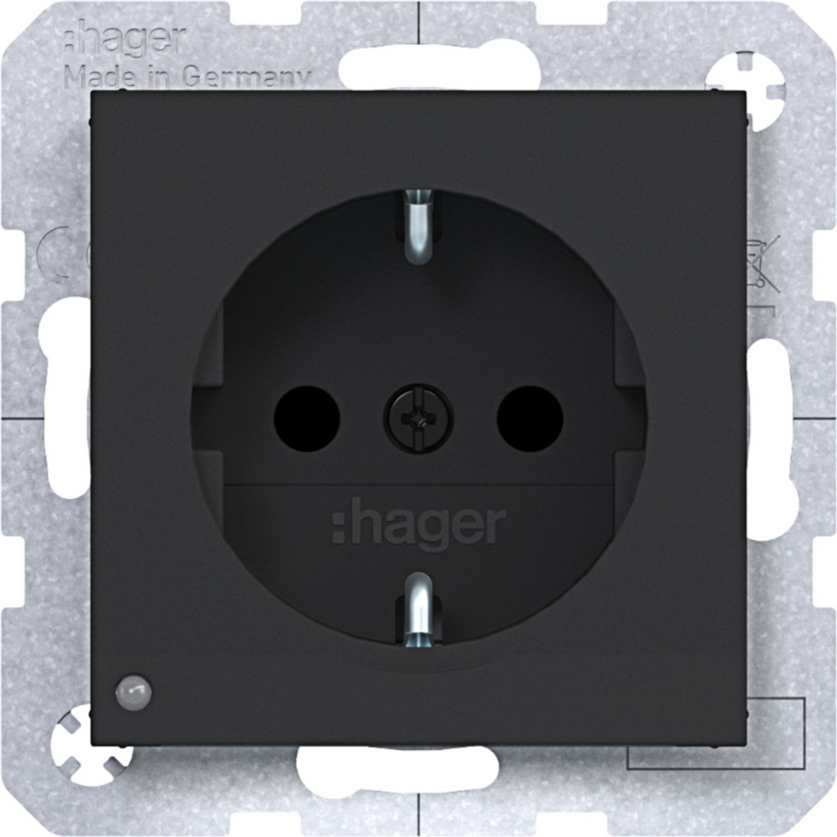 Hager A.x/C.x Schuko-Wandcontactdoos, oriënt. led, schroefklemmen, A.X/C.X, ZW. mat