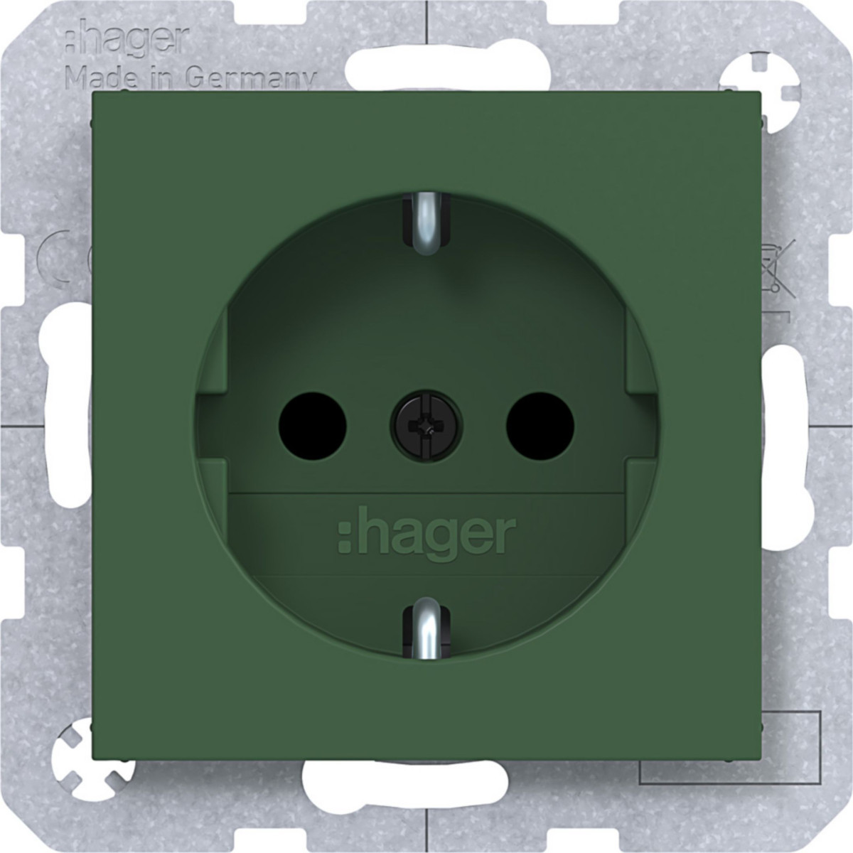 Hager A.x/C.x Schuko-Wandcontactdoos, safety plus, schroefkl., A.X/C.X, forest, mat