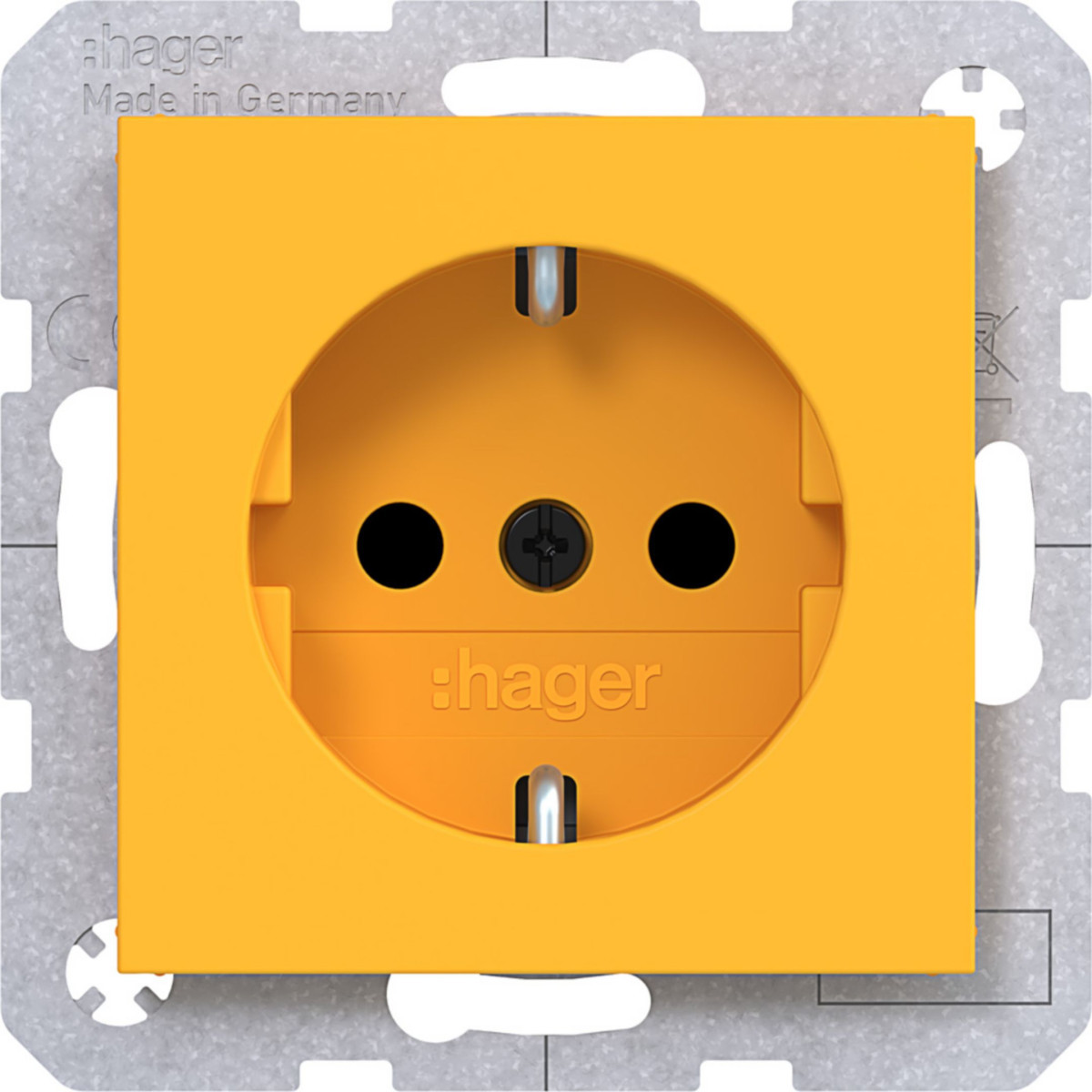Hager A.x/C.x Schuko-Wandcontactdoos, safety plus, schroefkl., A.X/C.X, saffron, mat
