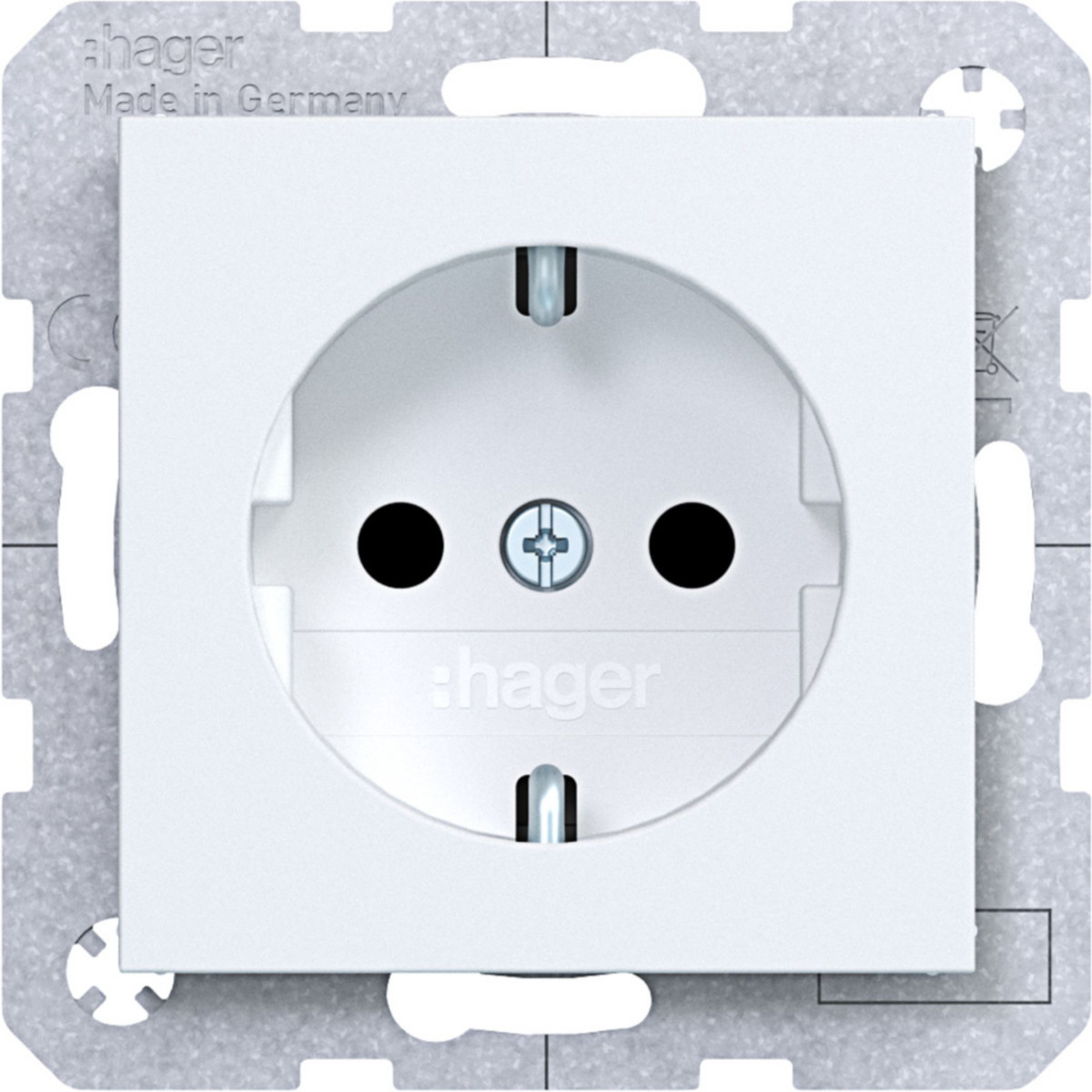 Hager A.x/C.x Schuko-Wandcontactdoos, safety plus, schroefklemmen, A.X/C.X. wit MT.