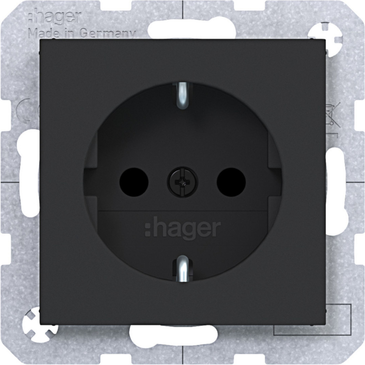 Hager A.x/C.x Schuko-Wandcontactdoos, safety plus, schroefklemmen, A.X/C.X, ZW. mat