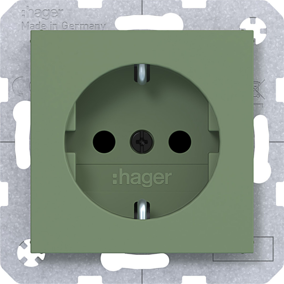 Hager A.x/C.x Schuko-Wandcontactdoos, safety plus, steekkl., A.X/C.X, aloe, mat