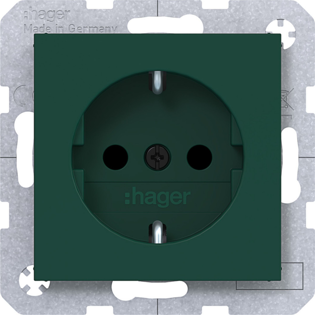 Hager A.x/C.x Schuko-Wandcontactdoos, safety plus, steekkl., A.X/C.X, jade, HFGL.