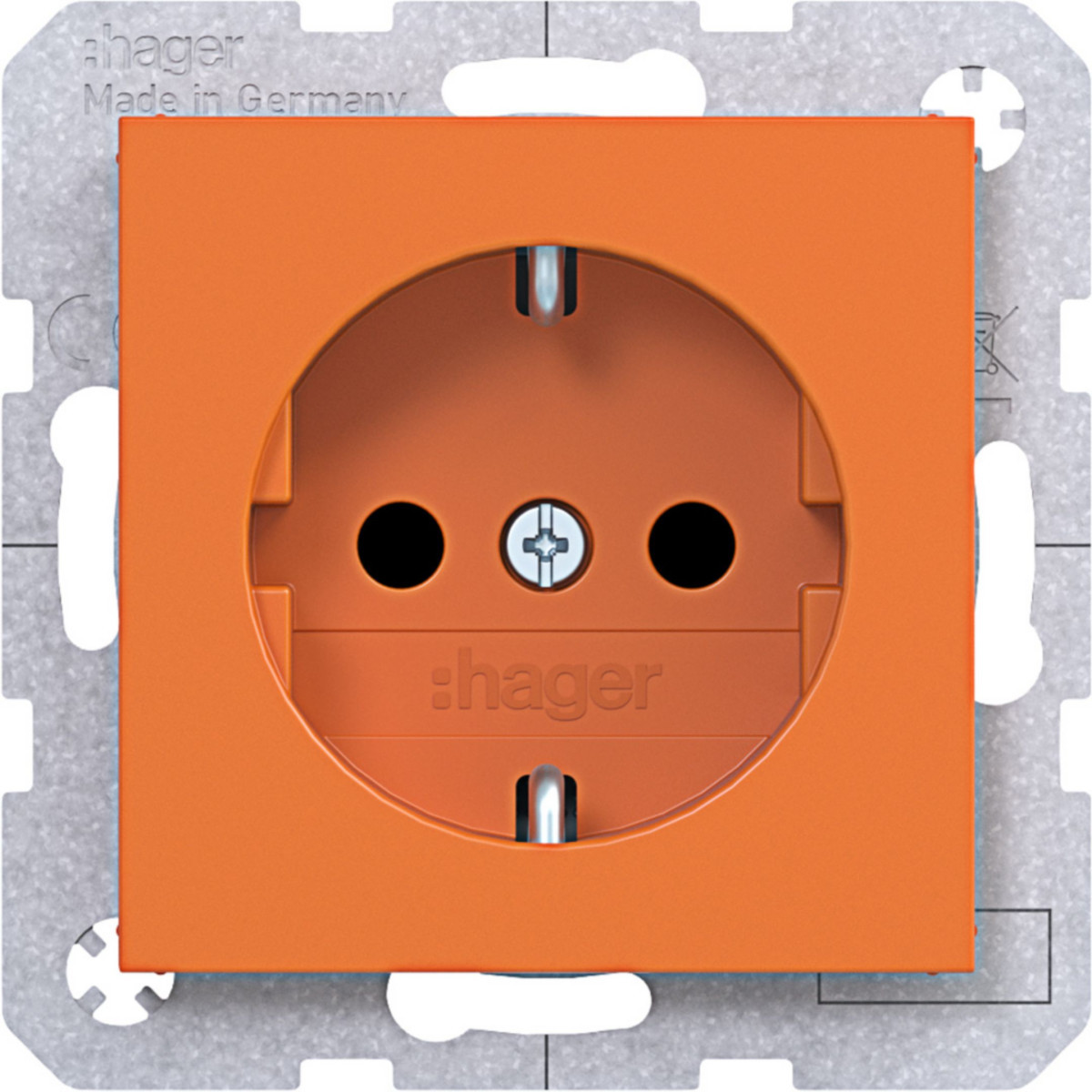 Hager A.x/C.x Schuko-Wandcontactdoos, safety plus, steekkl., A.X/C.X, oranje GLZ.