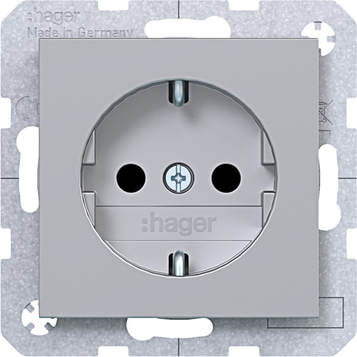 Hager A.x/C.x Schuko-Wandcontactdoos, safety plus, steekkl., A.X/C.X, titaan