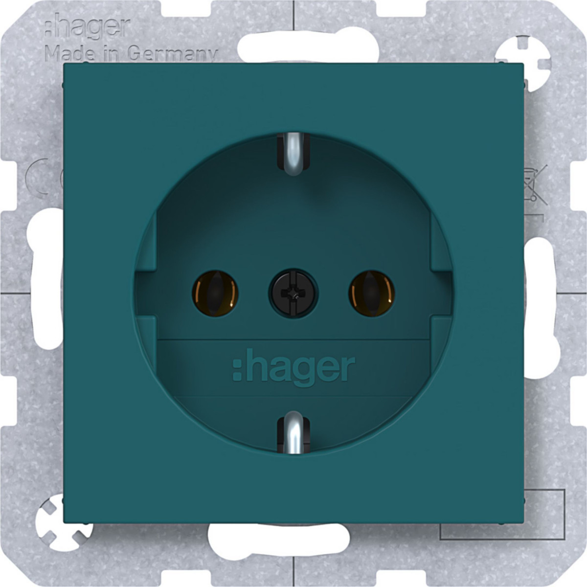 Hager A.x/C.x Schuko-Wandcontactdoos, schroef lift klemmen, A.X/C.X, azure, mat