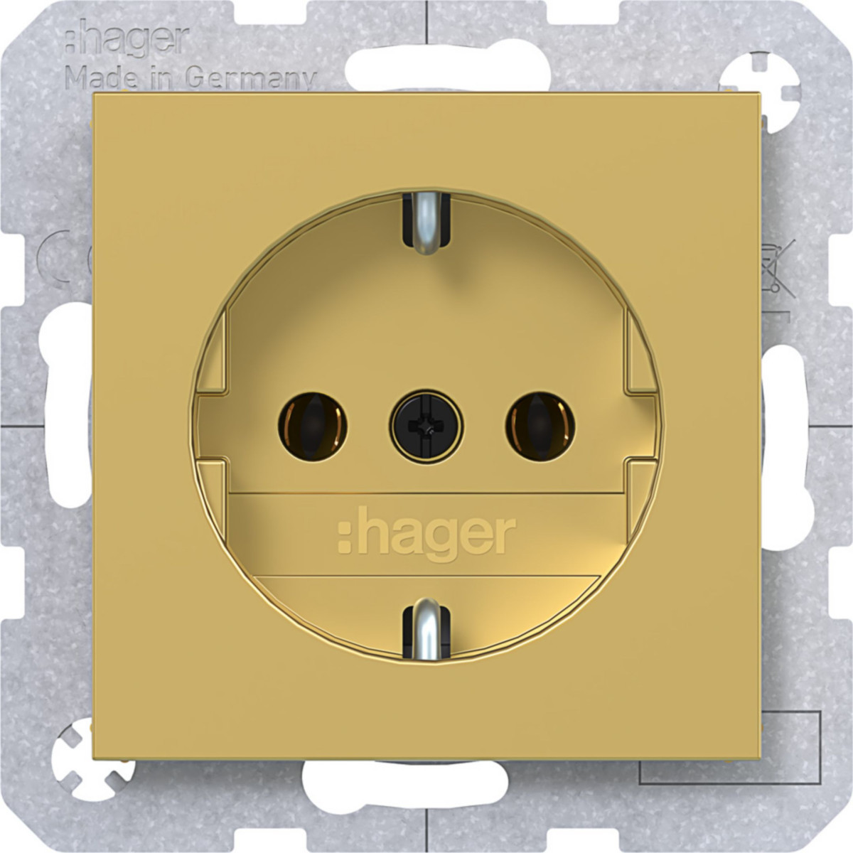Hager A.x/C.x Schuko-Wandcontactdoos, schroef lift klemmen, A.X/C.X, gold, metalic