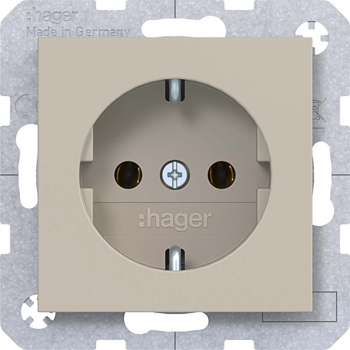 Hager A.x/C.x Schuko-Wandcontactdoos, schroef lift klemmen, A.X/C.X, sand, mat