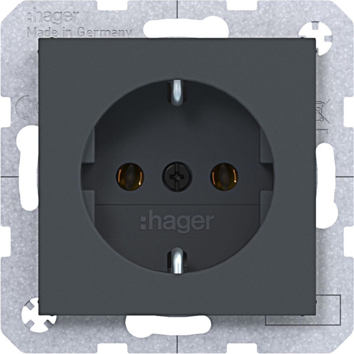 Hager A.x/C.x Schuko-Wandcontactdoos, schroef liftklemmen, A.X/C.X, antraciet