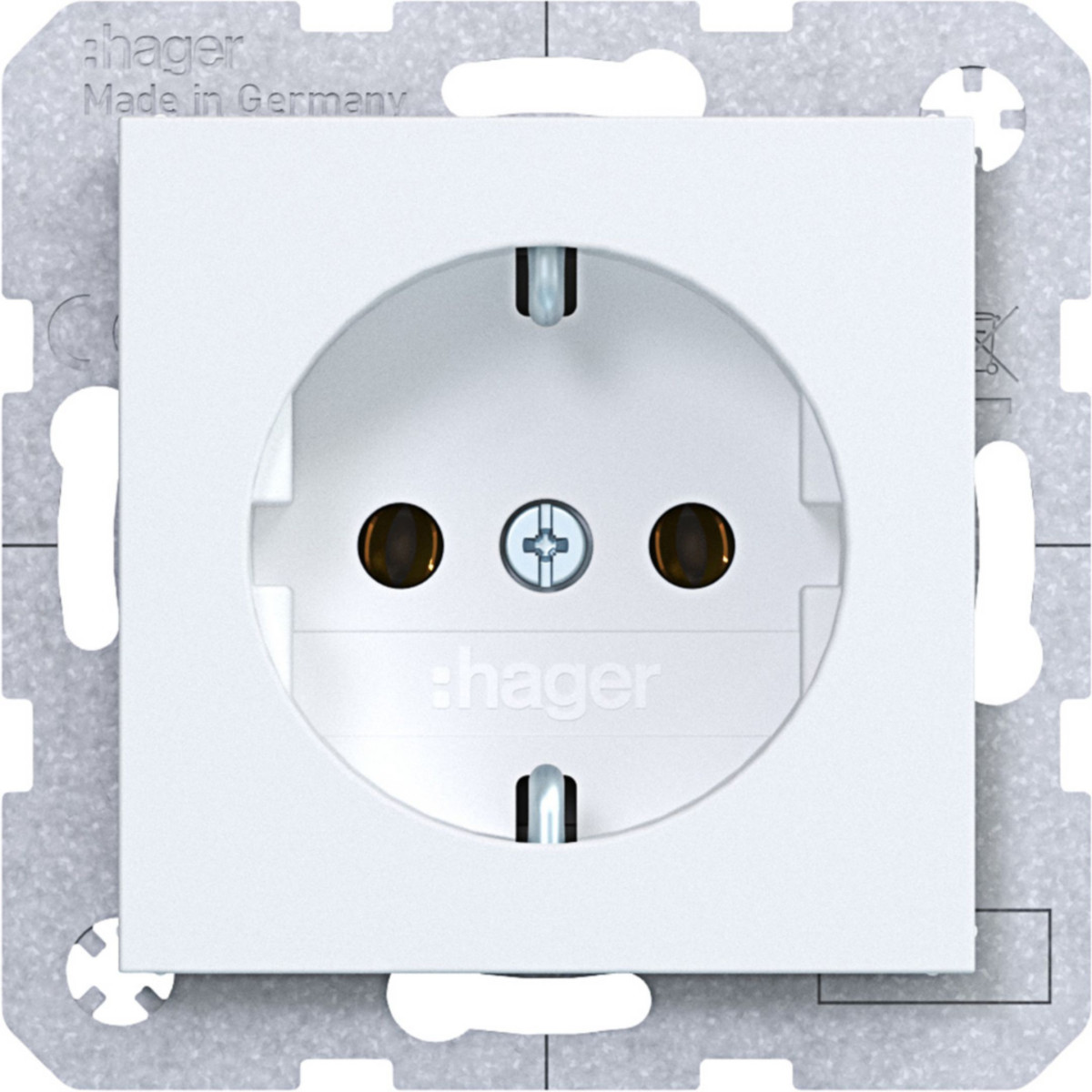 Hager A.x/C.x Schuko-Wandcontactdoos, schroef liftklemmen, A.X/C.X, lichtwit mat