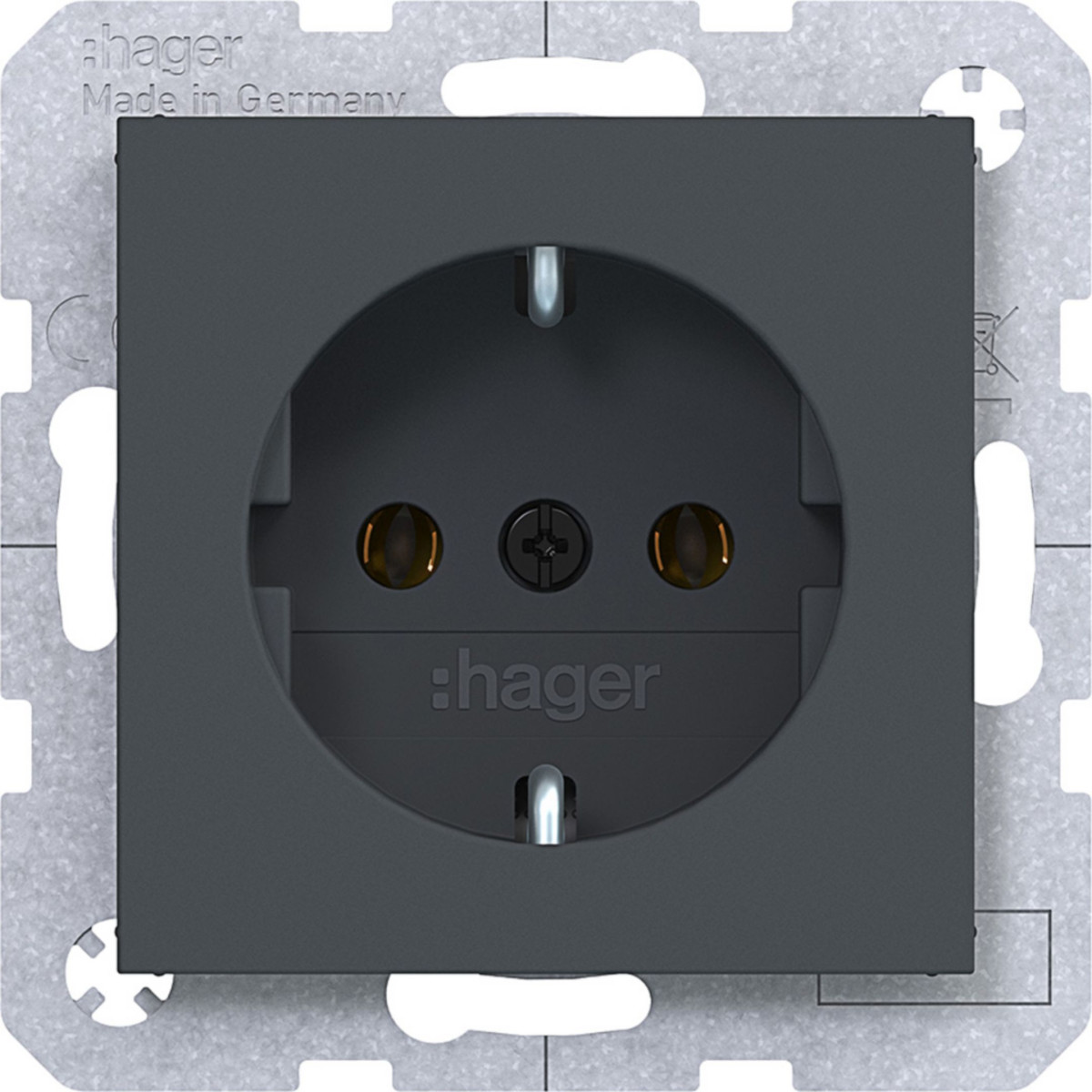 Hager A.x/C.x Schuko-Wandcontactdoos, steekkl., A.X/C.X, antraciet