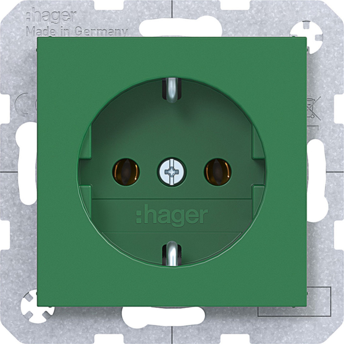 Hager A.x/C.x Schuko-Wandcontactdoos, steekkl., A.X/C.X, groen glanzend