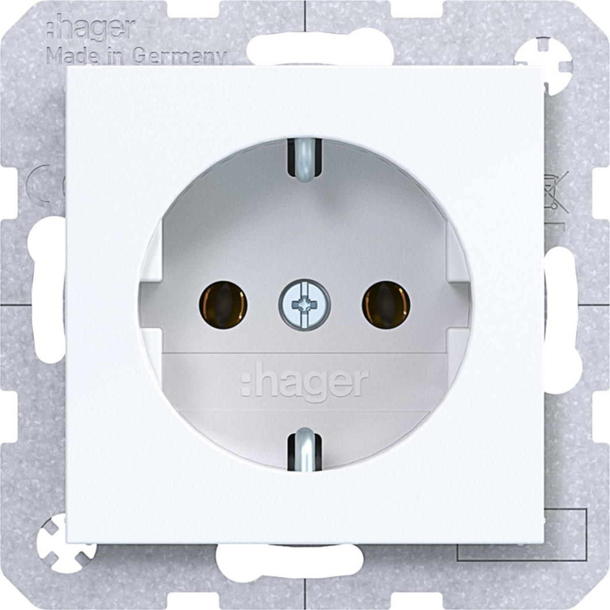 Hager A.x/C.x Schuko-Wandcontactdoos, steekkl., A.X/C.X, lichtwit glanzend