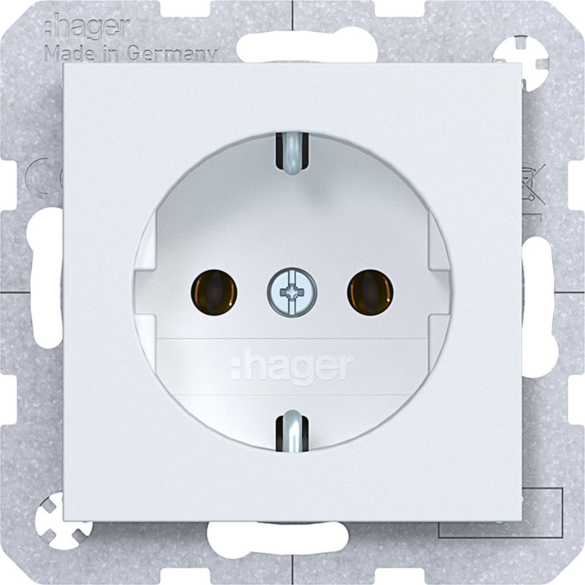 Hager A.x/C.x Schuko-Wandcontactdoos, steekkl., A.X/C.X lichtwit mat