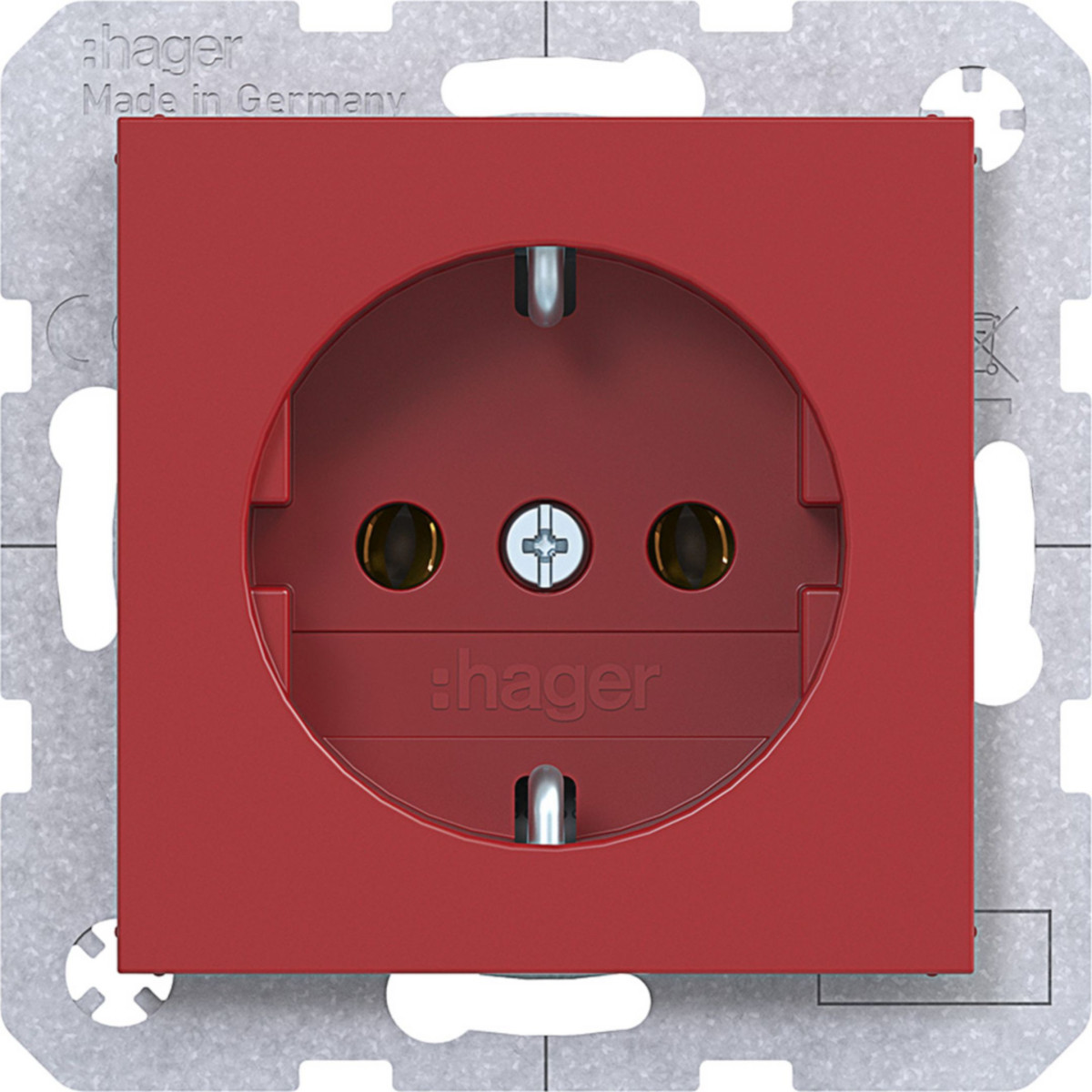 Hager A.x/C.x Schuko-Wandcontactdoos, steekkl., A.X/C.X, rood glanzend