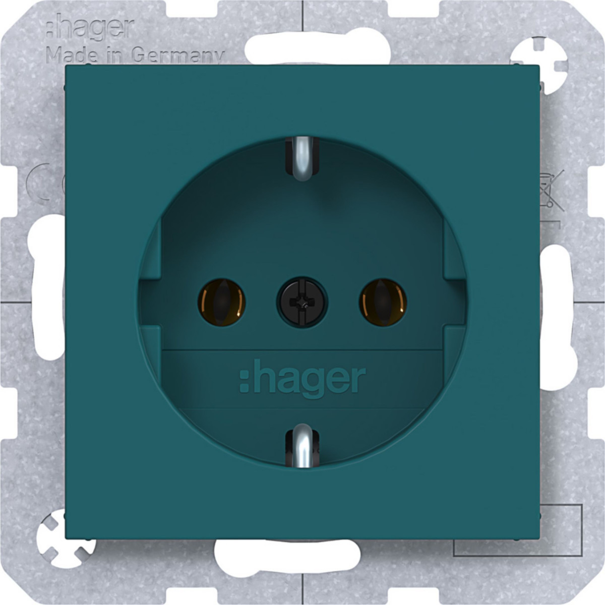 Hager A.x/C.x Schuko-Wandcontactdoos, steekklemmen, A.X/C.X, azure, mat