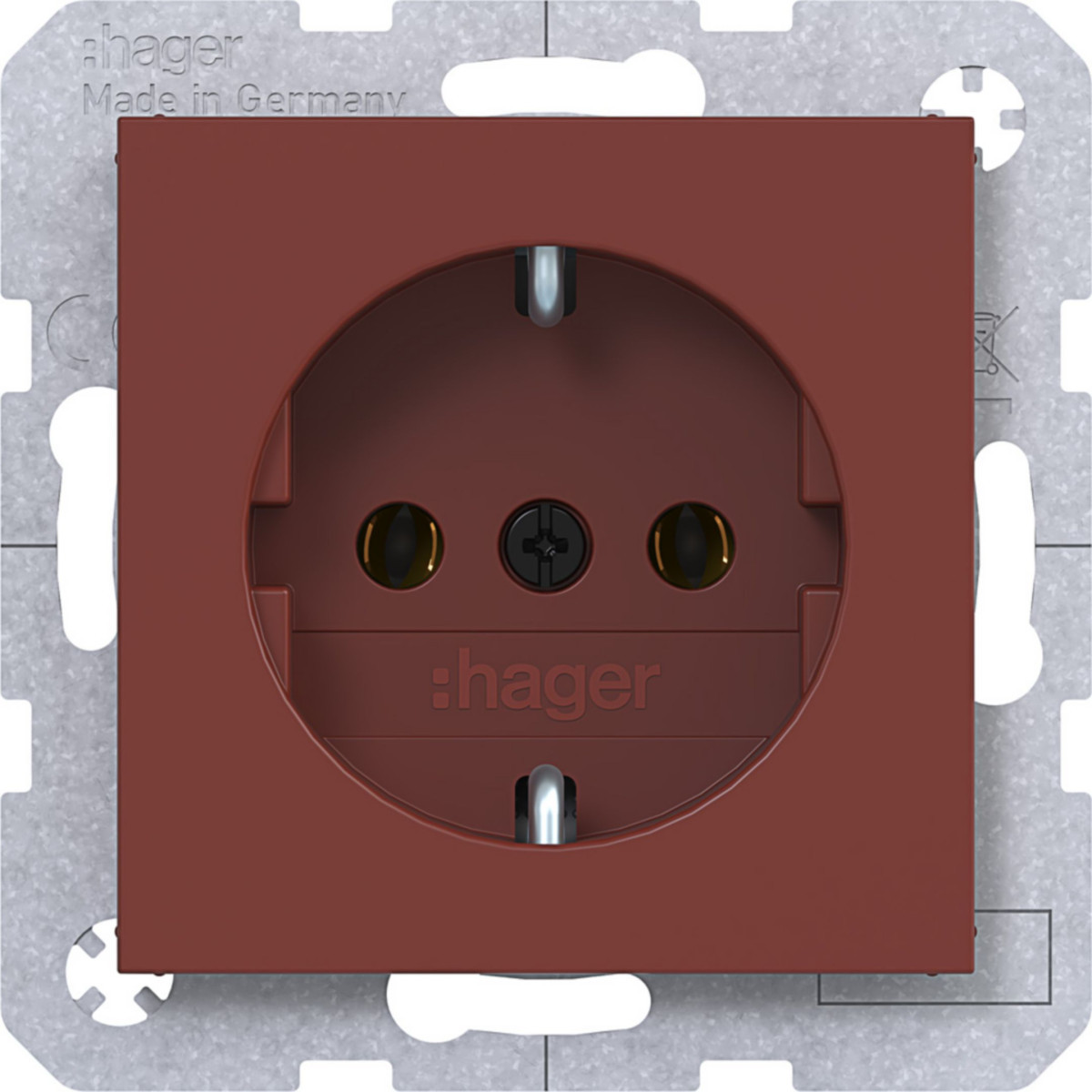 Hager A.x/C.x Schuko-Wandcontactdoos, steekklemmen, A.X/C.X, carmin, halfglanzend