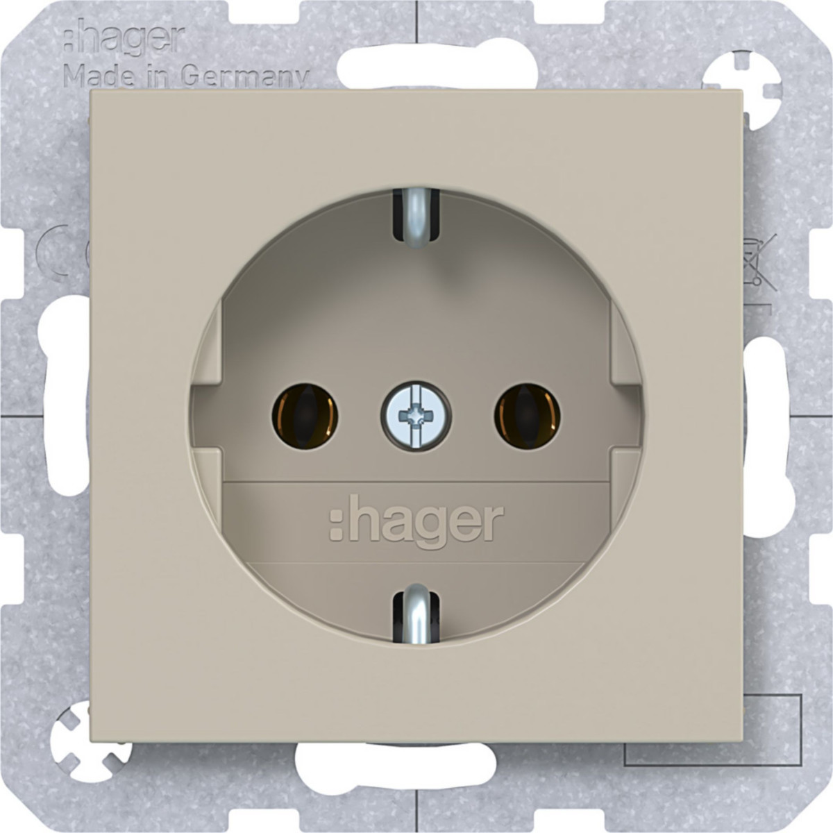 Hager A.x/C.x Schuko-Wandcontactdoos, steekklemmen, A.X/C.X, sand, mat