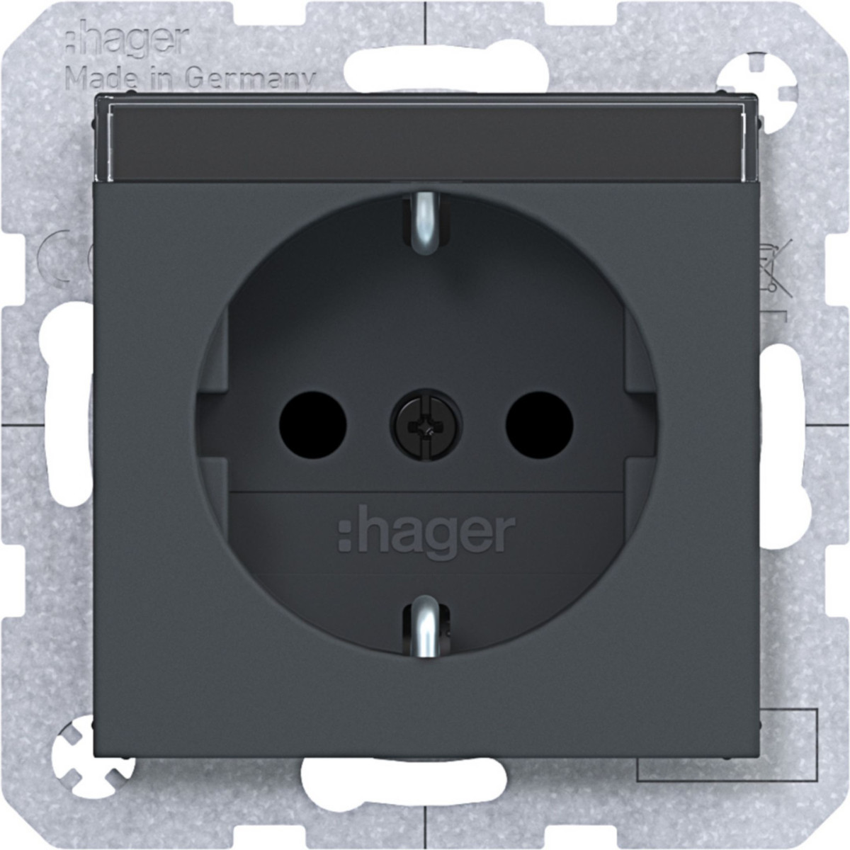 Hager A.x/C.x Schuko-Wandcontactdoos, tekstv., safety plus, steekkl., A.X/C.X antr.