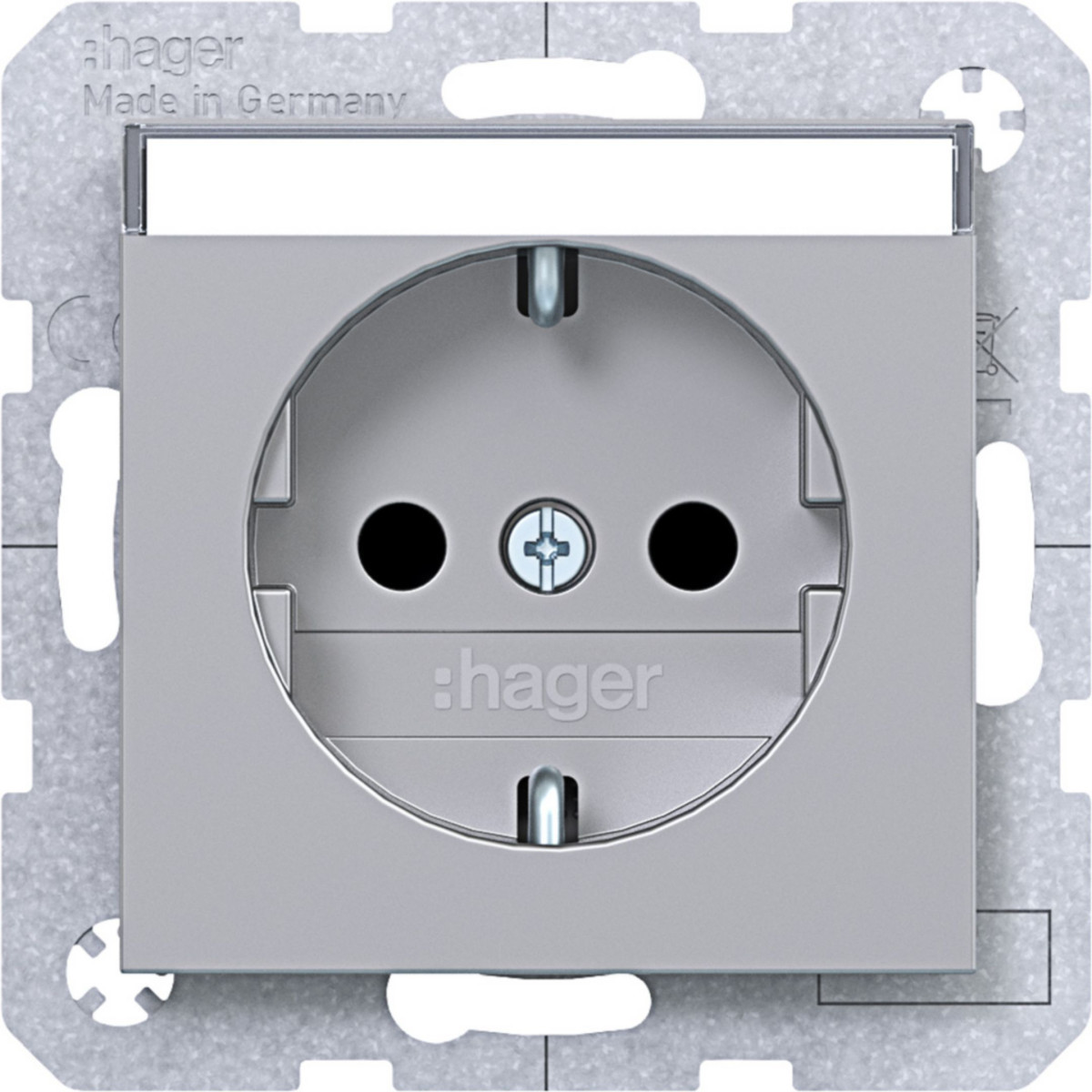 Hager A.x/C.x Schuko-Wandcontactdoos, tekstv., safety plus, steekkl., A.X/C.X titaan