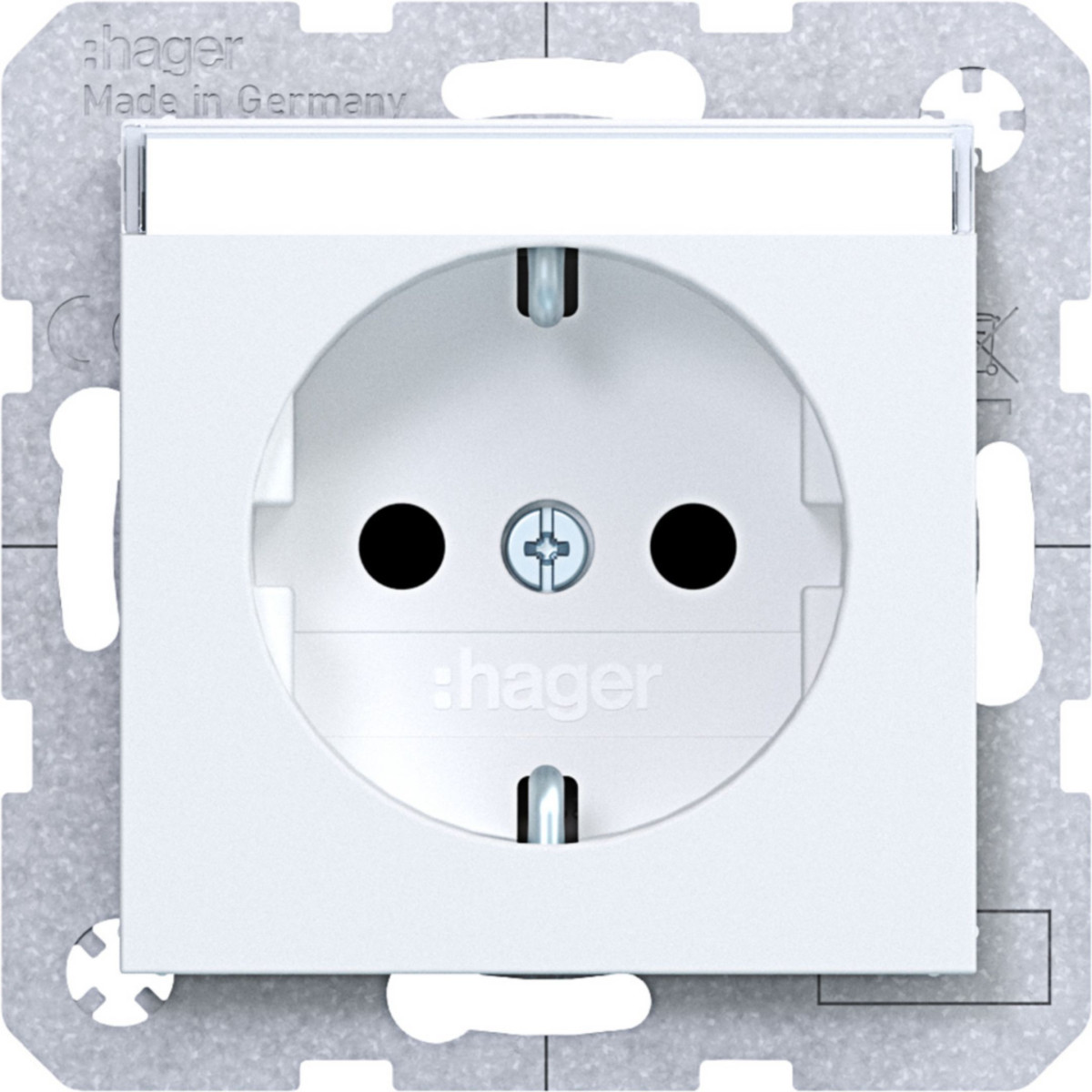 Hager A.x/C.x Schuko-Wandcontactdoos, tekstv., safety plus, steekkl., A.X/C.X wit MT