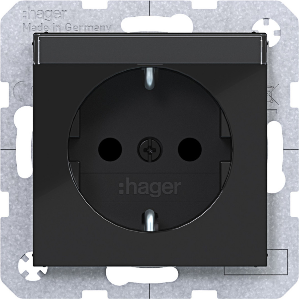 Hager A.x/C.x Schuko-Wandcontactdoos, tekstv., safety plus, steekkl., A.X/C.X ZW.GL.