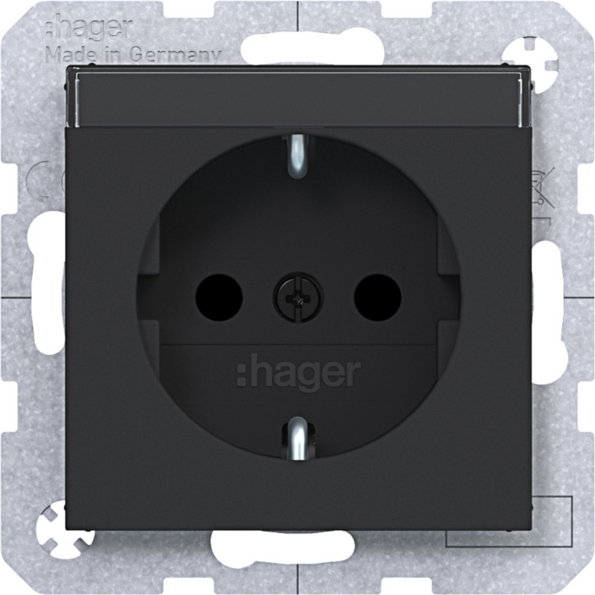 Hager A.x/C.x Schuko-Wandcontactdoos, tekstv., safety plus, steekkl., A.X/C.X ZW.mat