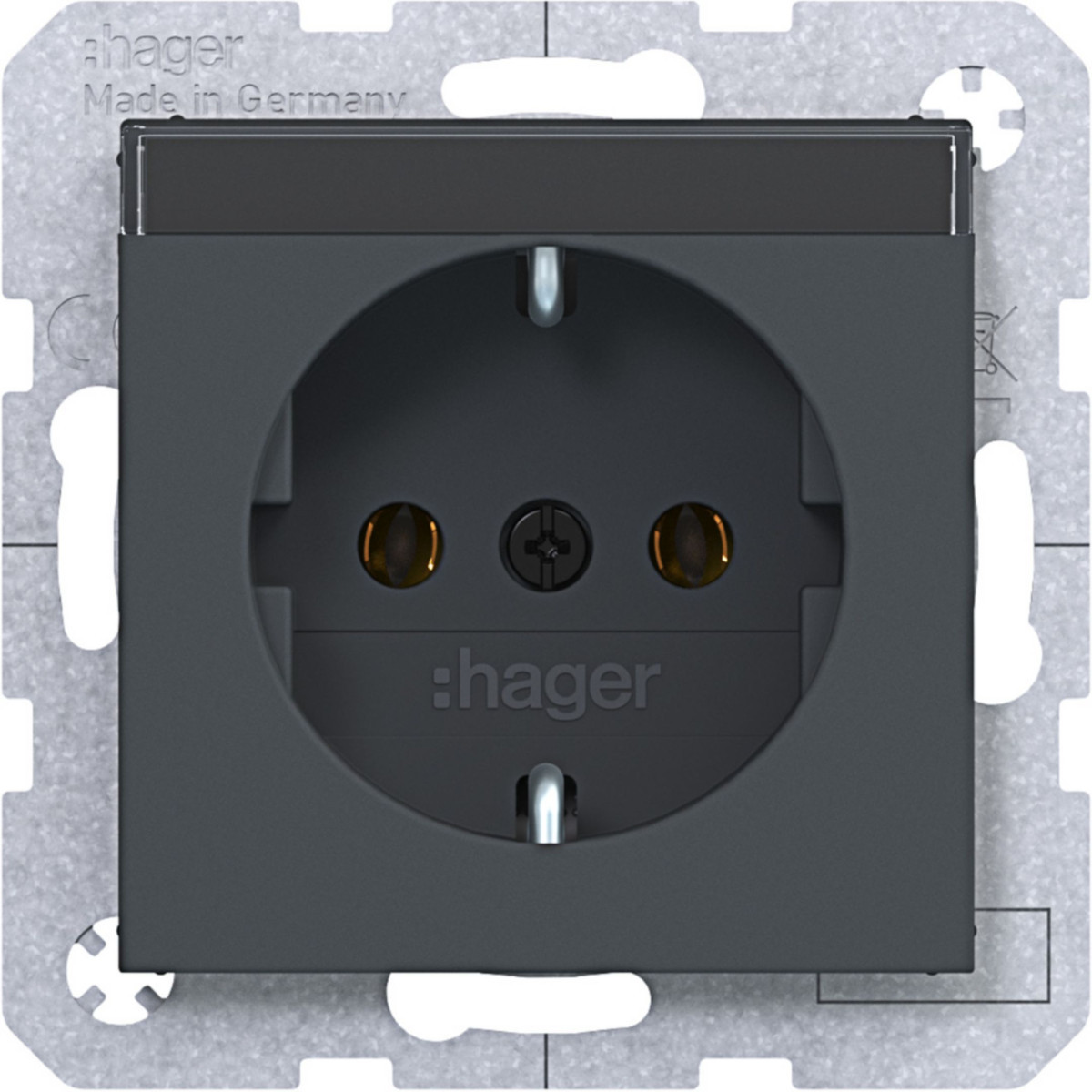 Hager A.x/C.x Schuko-Wandcontactdoos, tekstveld, steekkl., A.X/C.X antraciet