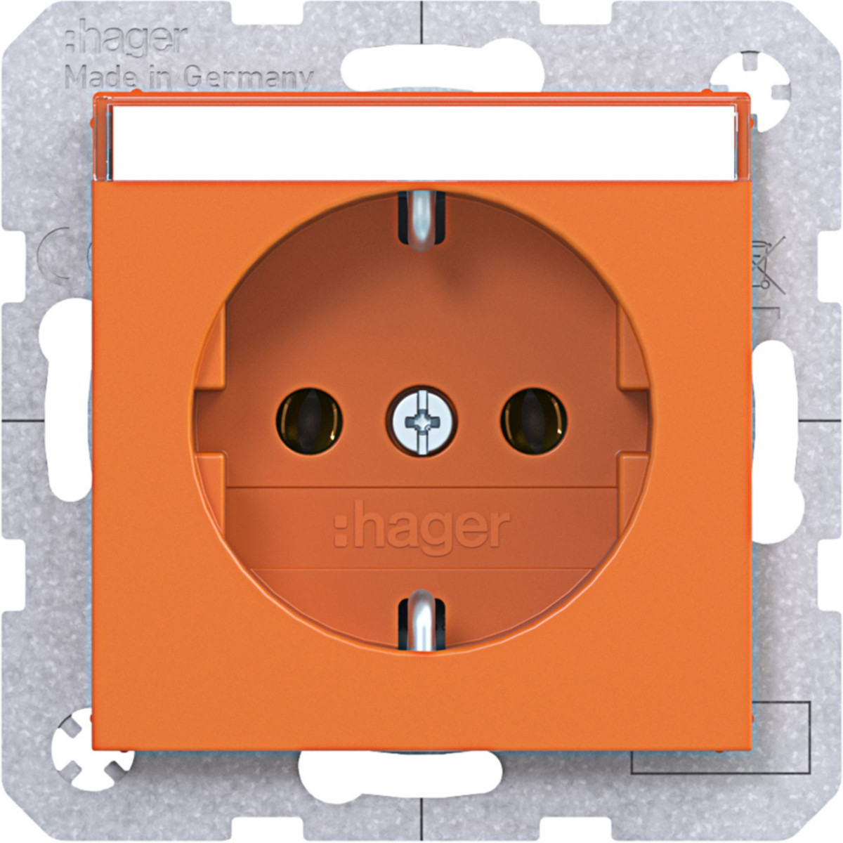 Hager A.x/C.x Schuko-Wandcontactdoos, tekstveld, steekkl., A.X/C.X, oranje