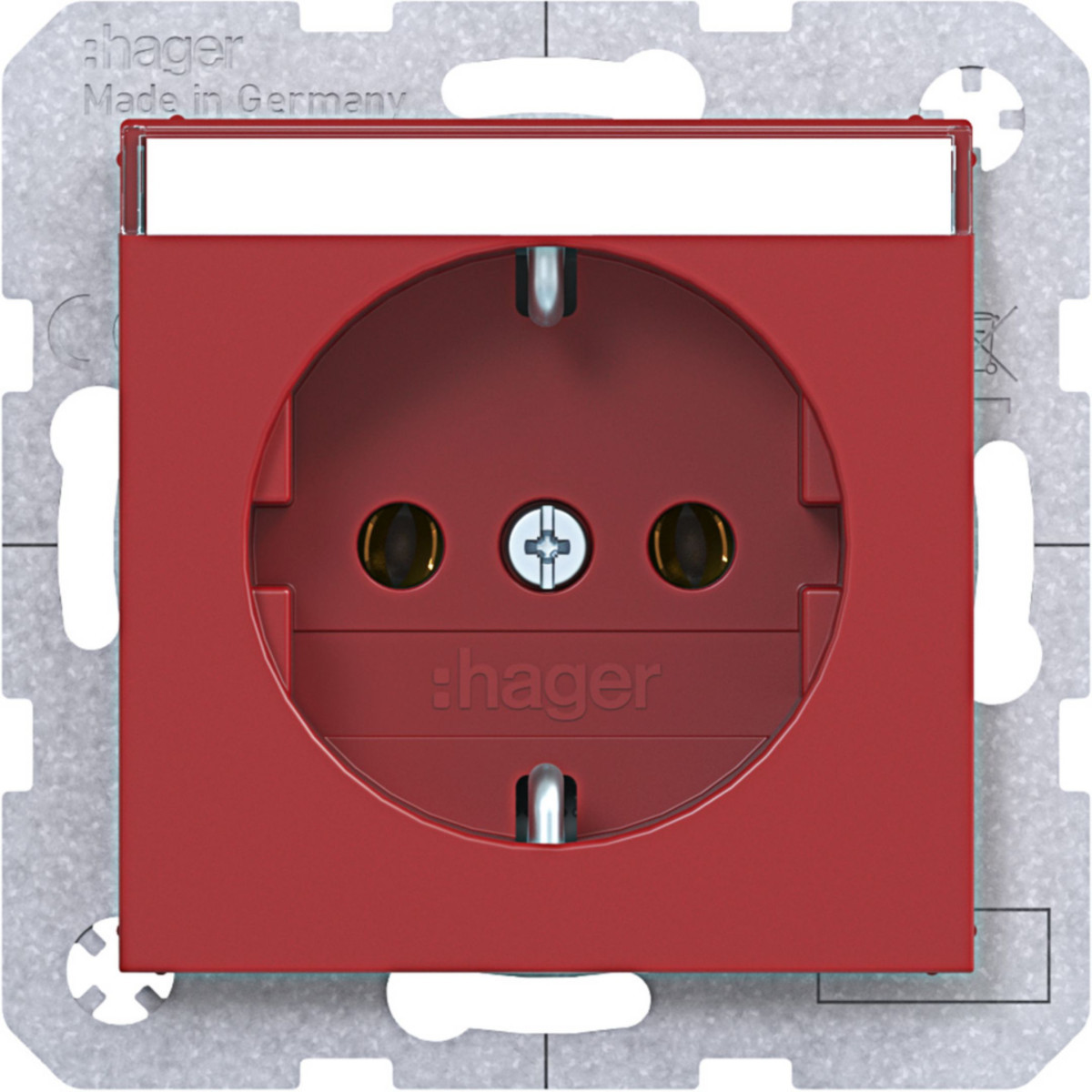 Hager A.x/C.x Schuko-Wandcontactdoos, tekstveld, steekkl., A.X/C.X, rood