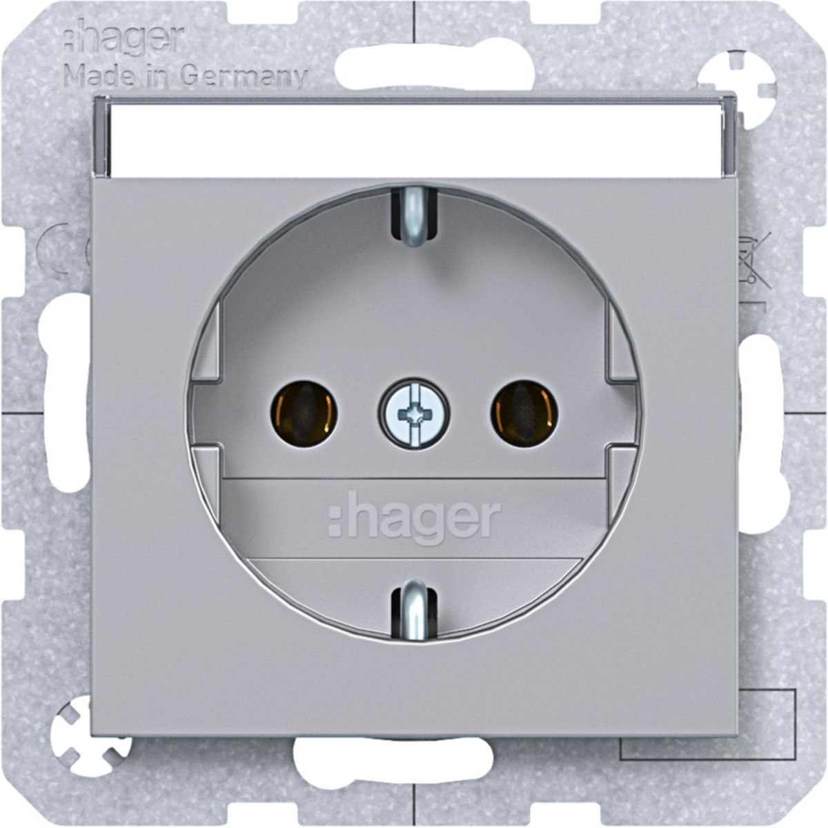 Hager A.x/C.x Schuko-Wandcontactdoos, tekstveld, steekkl., A.X/C.X, titaan