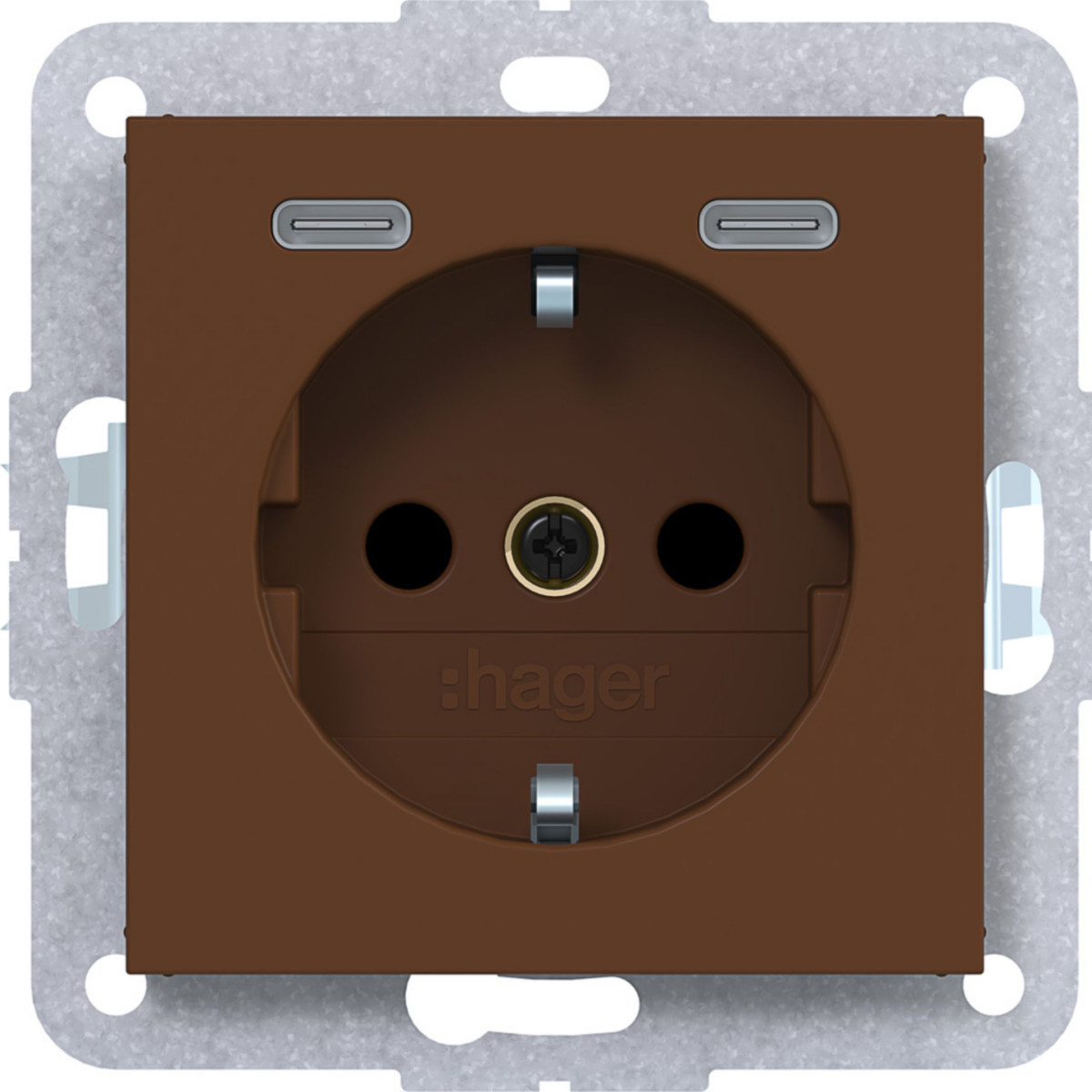 Hager A.x/C.x Schuko-Wandcontactdoos, usb-C, safety plus, A.X/C.X, turf, mat