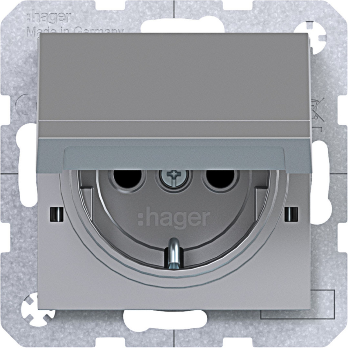 Hager A.x/C.x Schuko-Wandcontactdoos, vastz., safety plus, steekkl., A.X/C.X titaan