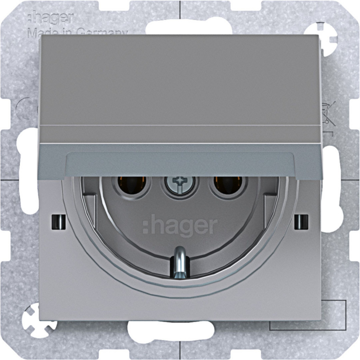 Hager A.x/C.x Schuko-Wandcontactdoos, vergrend.afd., steekkl., A.X/C.X, titaan
