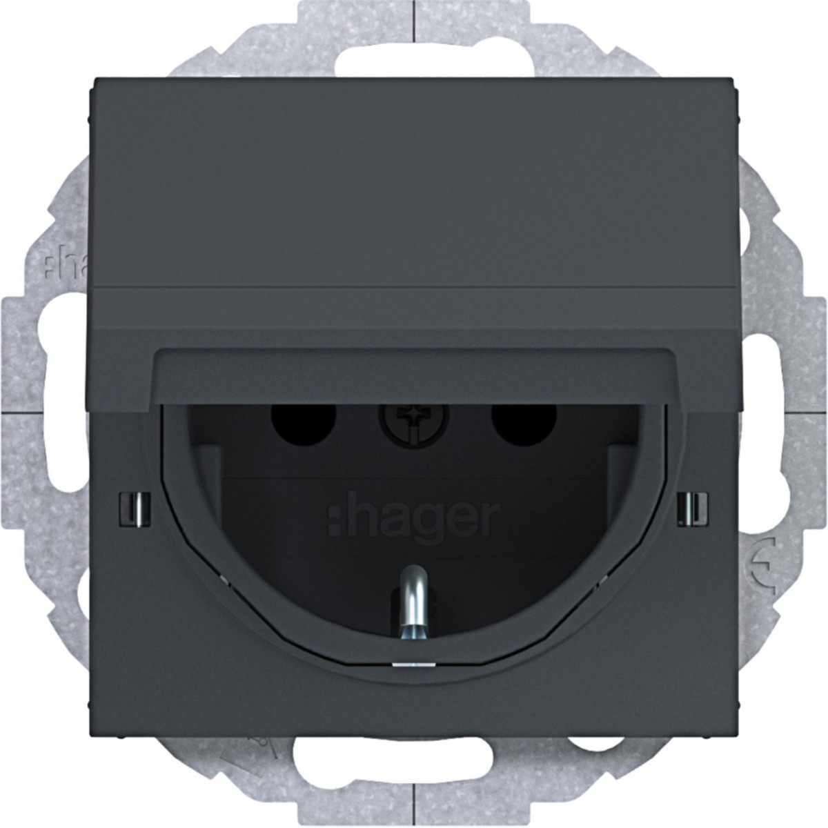Hager A.x/C.x Schuko-Wandcontactdoos, vergrend.afd., variabele 45°, A.X/C.X antr.