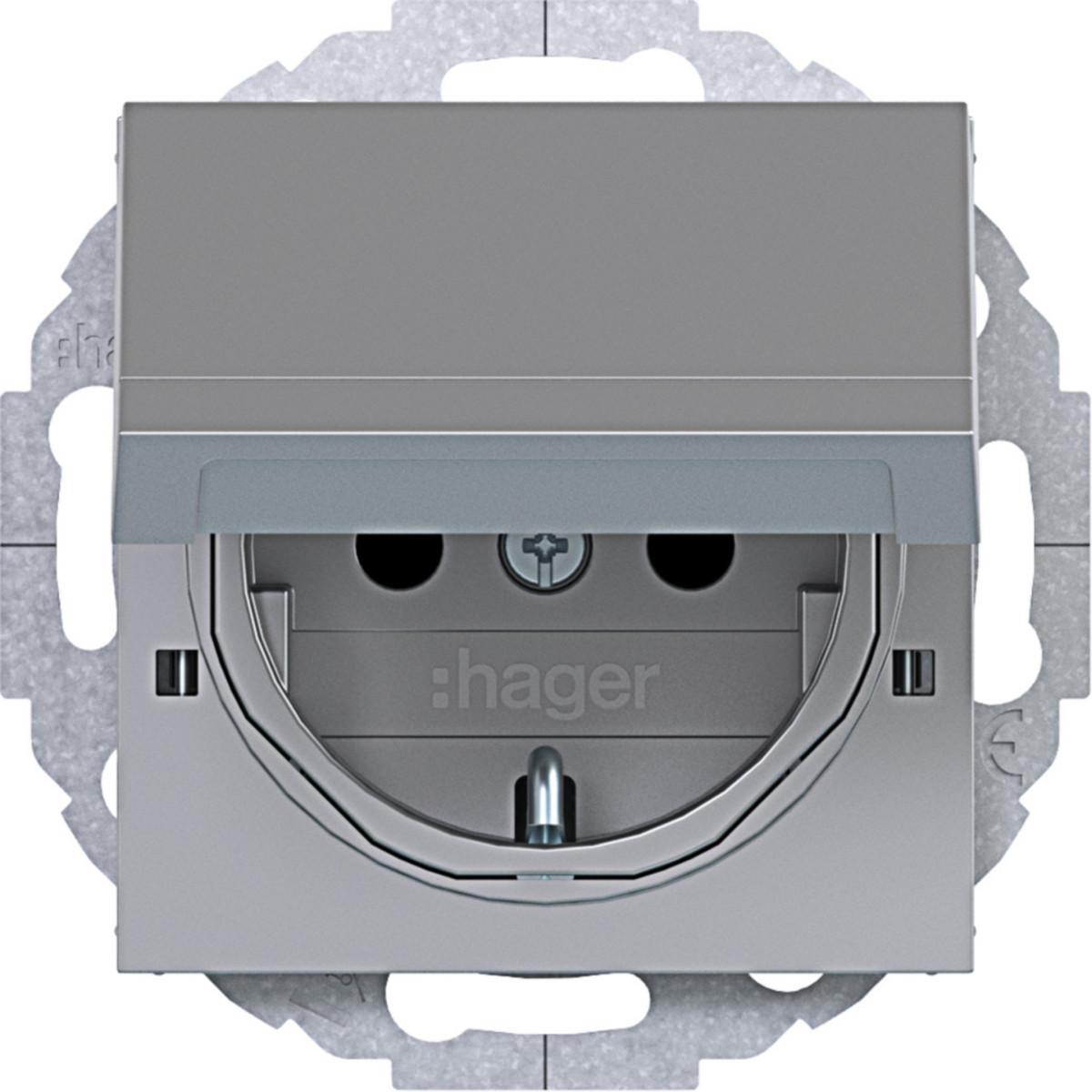 Hager A.x/C.x Schuko-Wandcontactdoos, vergrend.afd., variabele 45°, A.X/C.X titaan