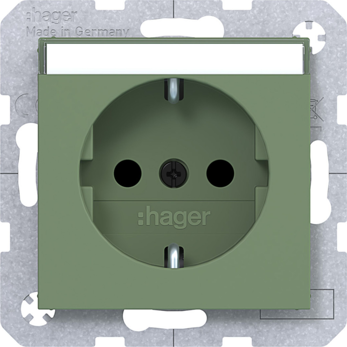 Hager A.x/C.x Schuko-WCD., tekstveld, safety plus, STKL., A.X/C.X, aloe, mat