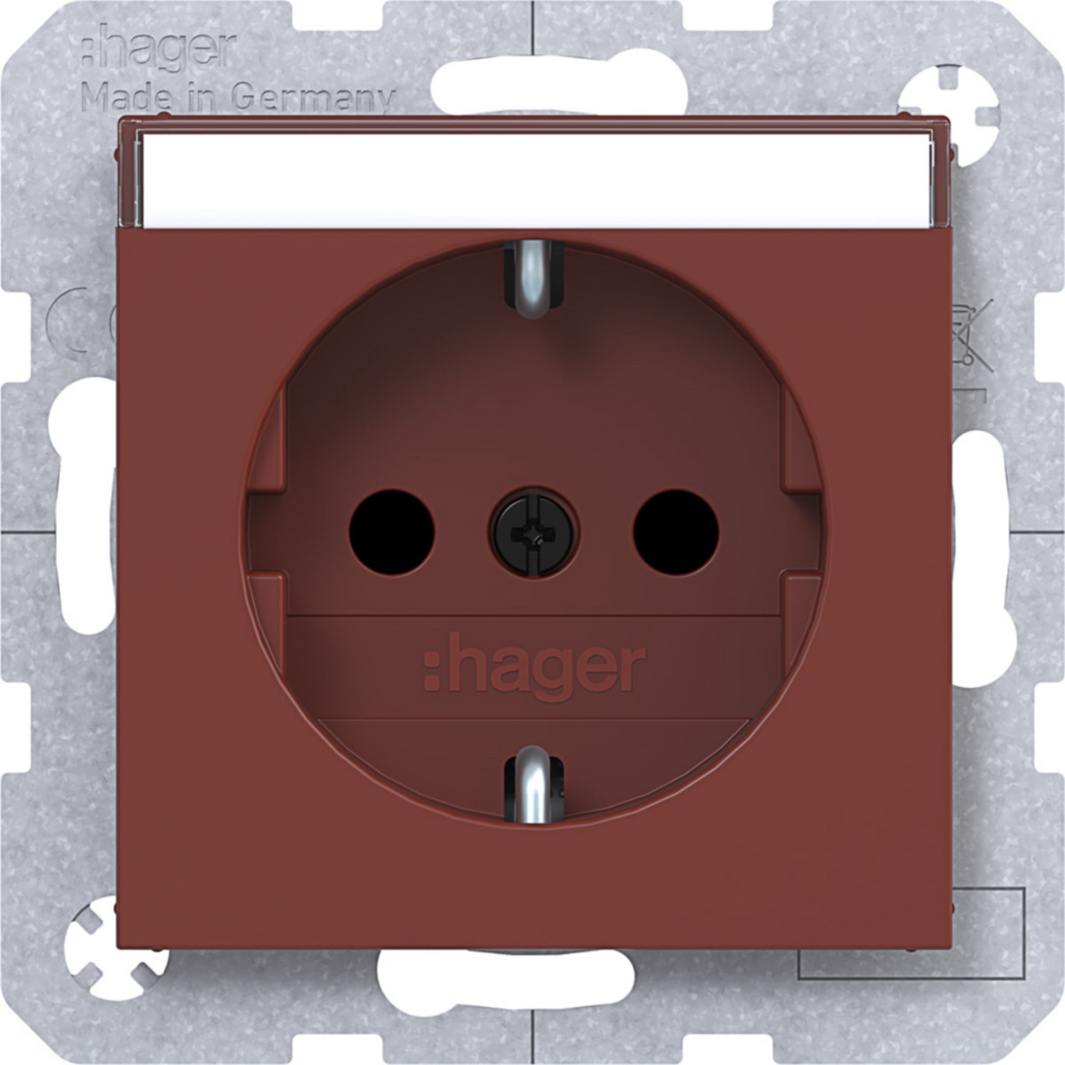 Hager A.x/C.x Schuko-WCD., tekstveld, safety plus, STKL., A.X/C.X, carmin,halfgl