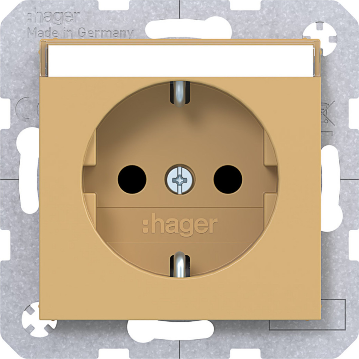 Hager A.x/C.x Schuko-WCD., tekstveld, safety plus, STKL., A.X/C.X, hazel, mat