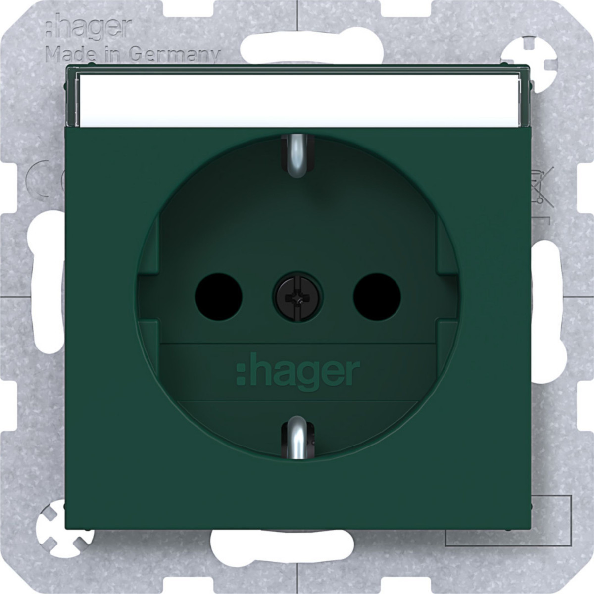Hager A.x/C.x Schuko-WCD., tekstveld, safety plus, STKL., A.X/C.X, jade, halfgl