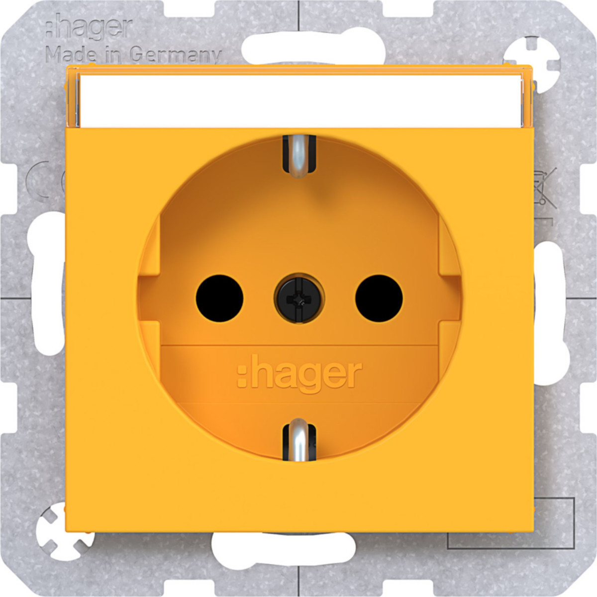 Hager A.x/C.x Schuko-WCD., tekstveld, safety plus, STKL., A.X/C.X, saffron, mat