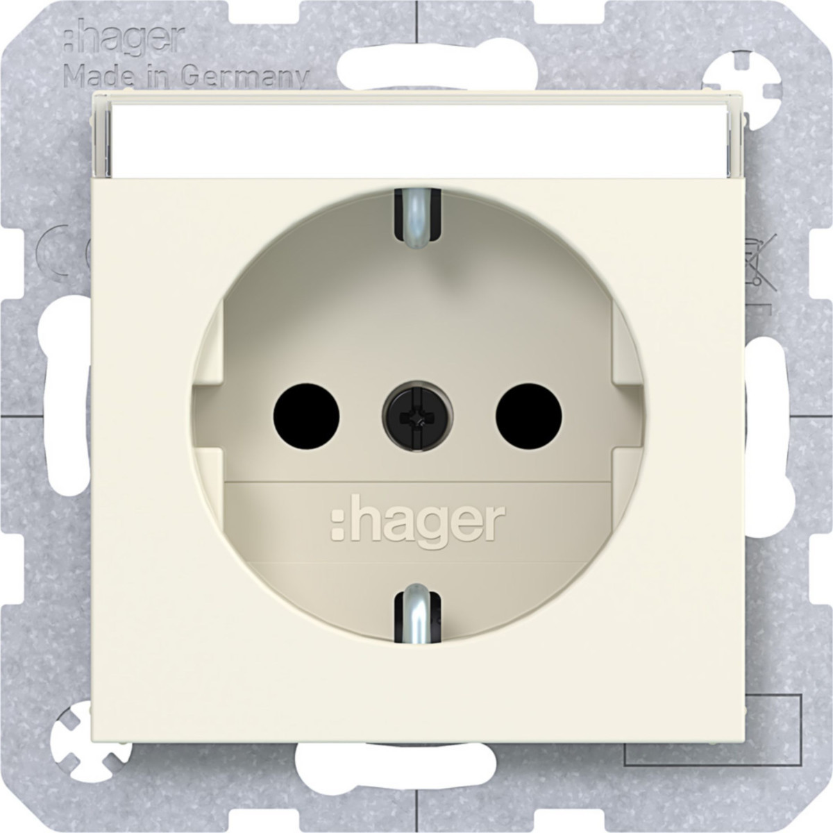 Hager A.x/C.x Schuko-WCD., tekstveld, safety plus, STKL., A.X/C.X, shell, mat