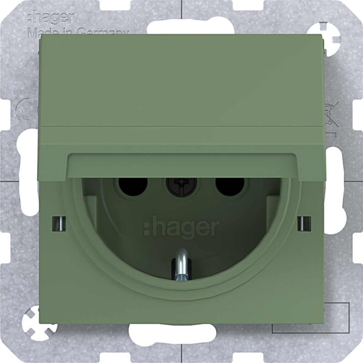 Hager A.x/C.x Schuko-WCD., vastzetbaar, safety plus STKL., A.X/C.X, aloe, mat