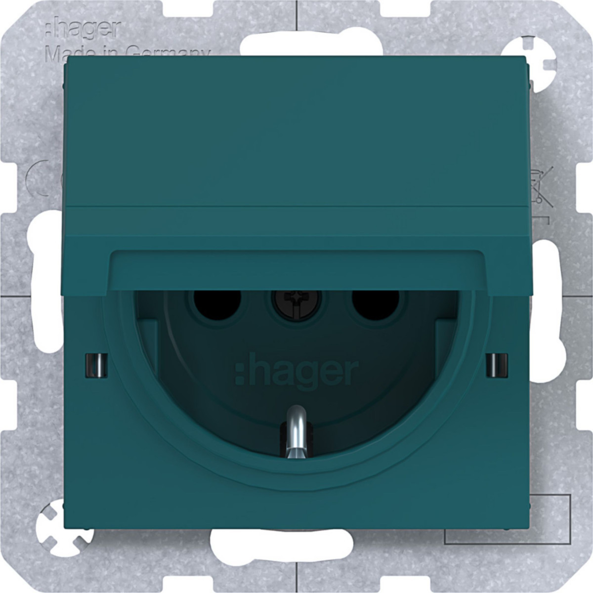 Hager A.x/C.x Schuko-WCD., vastzetbaar, safety plus STKL., A.X/C.X, azure, mat