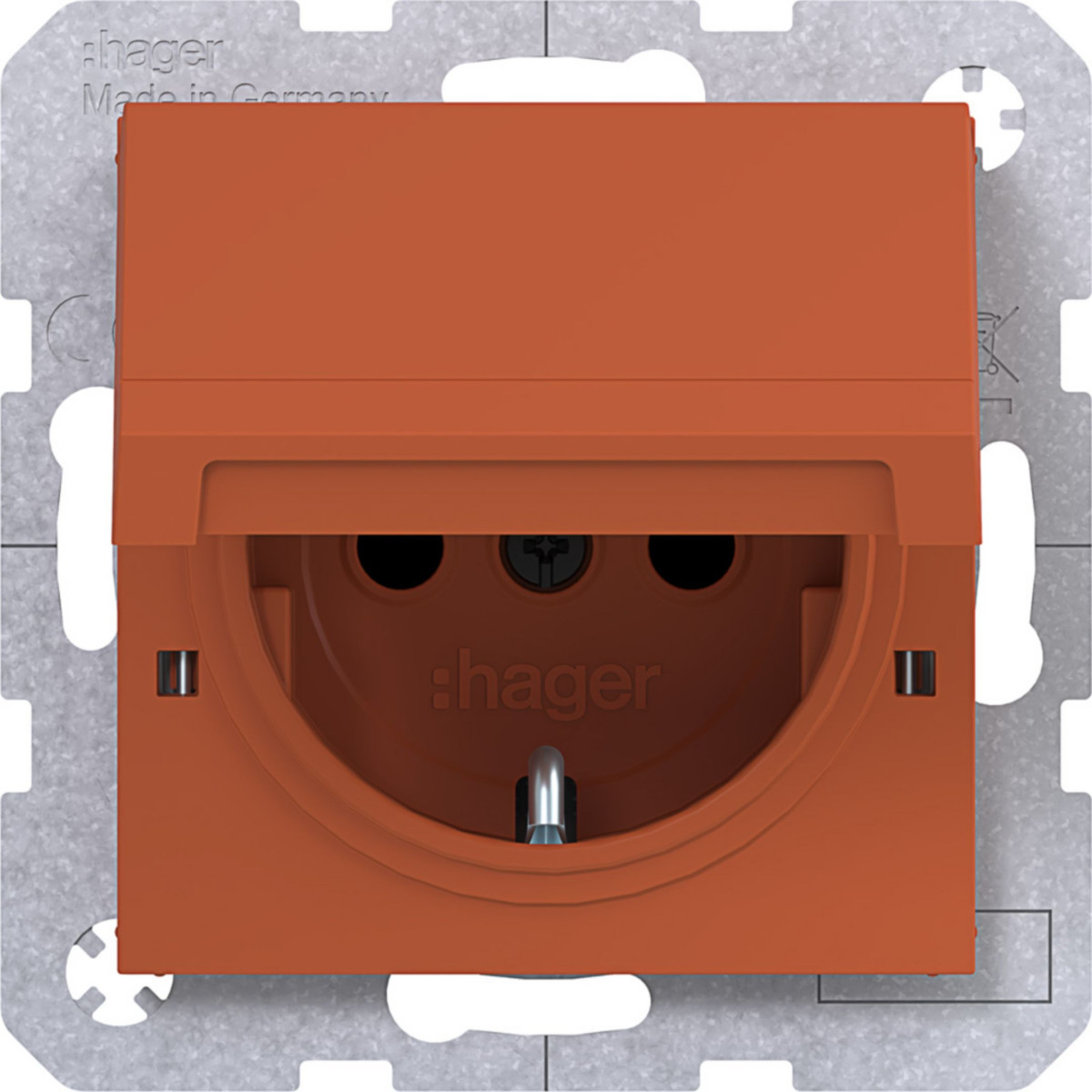 Hager A.x/C.x Schuko-WCD., vastzetbaar, safety plus STKL., A.X/C.X, canyon, mat