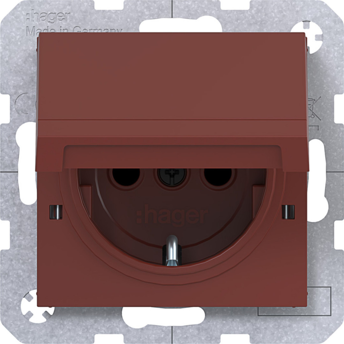 Hager A.x/C.x Schuko-WCD., vastzetbaar, safety plus STKL., A.X/C.X, carmin, halfgl