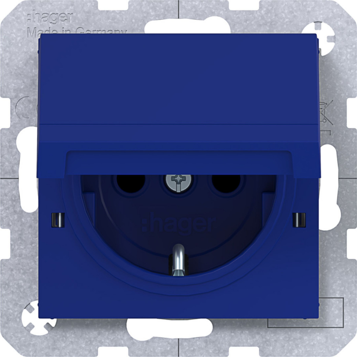 Hager A.x/C.x Schuko-WCD., vastzetbaar, safety plus STKL., A.X/C.X, cobalt, mat