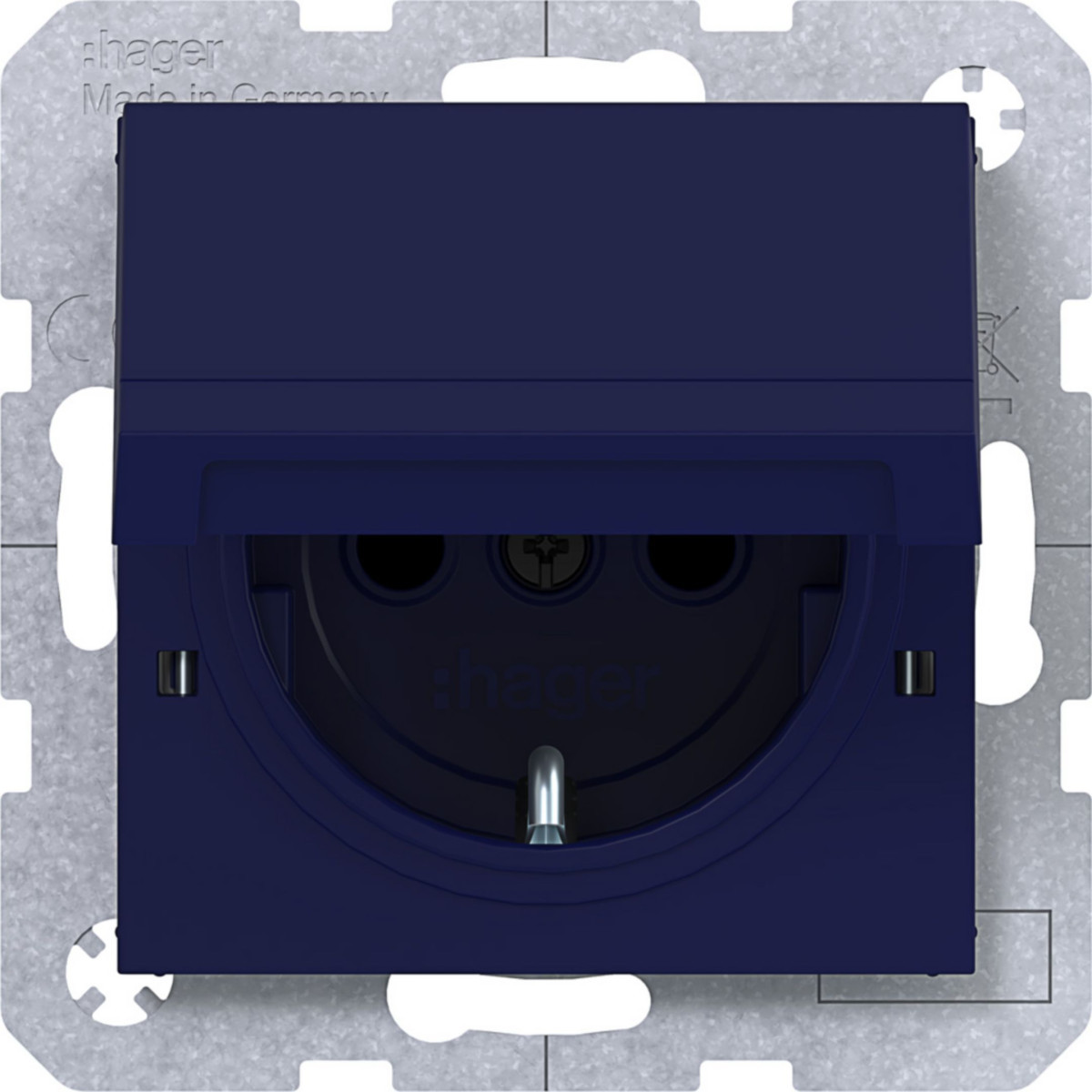 Hager A.x/C.x Schuko-WCD., vastzetbaar, safety plus STKL., A.X/C.X, ocean, halfgl